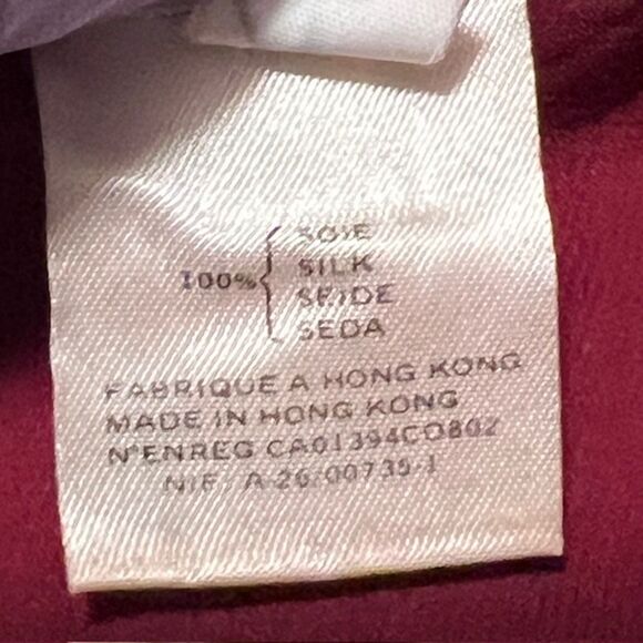 VTG 80s Rodier Womens Red Silk Blouse Short Sleeve Button Closure Padded Sz LG - Picture 6 of 11